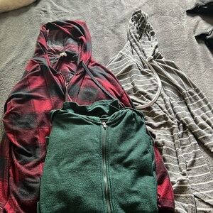 3 lightweight super soft zip hoodies